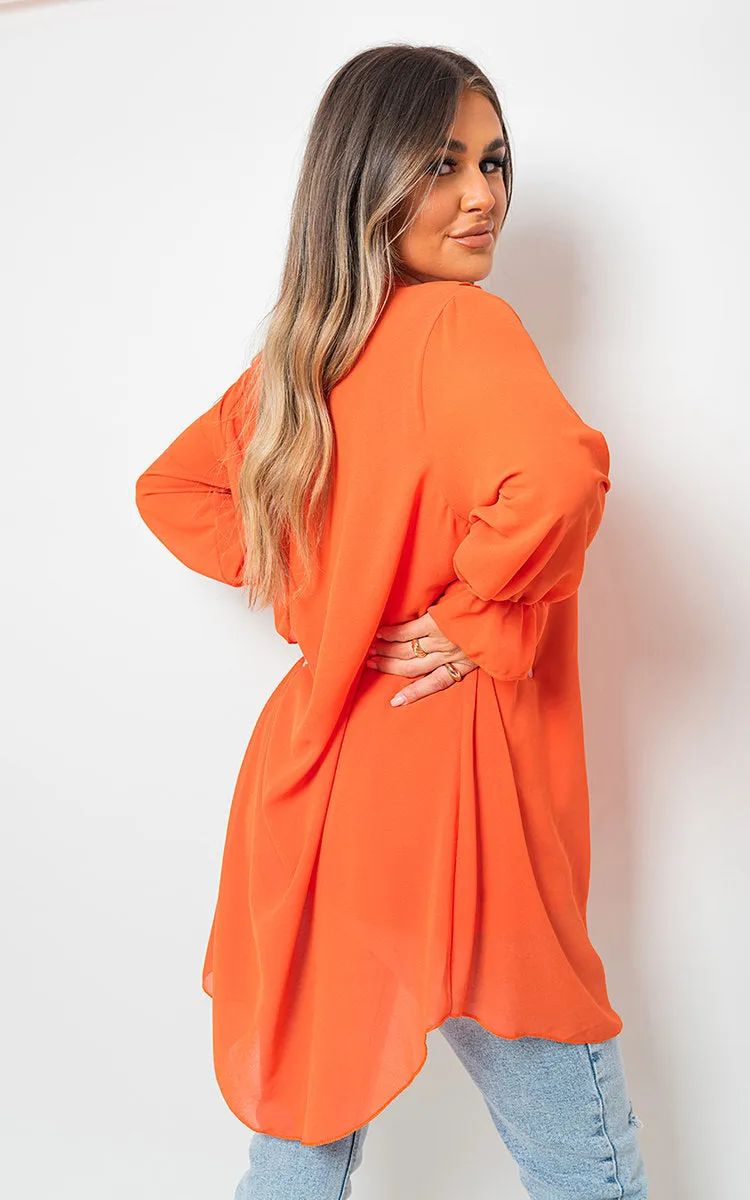 Oversized Ruffle Long Sleeve Blouse