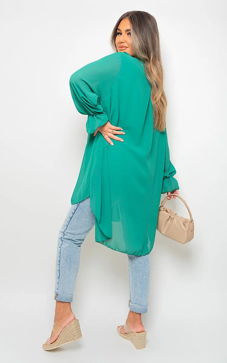 Oversized Ruffle Long Sleeve Blouse