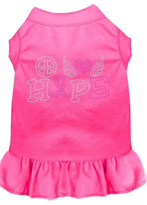 Peace Love Hope Breast Cancer Rhinestone Pet Dress Bright Pink Xxl (18)