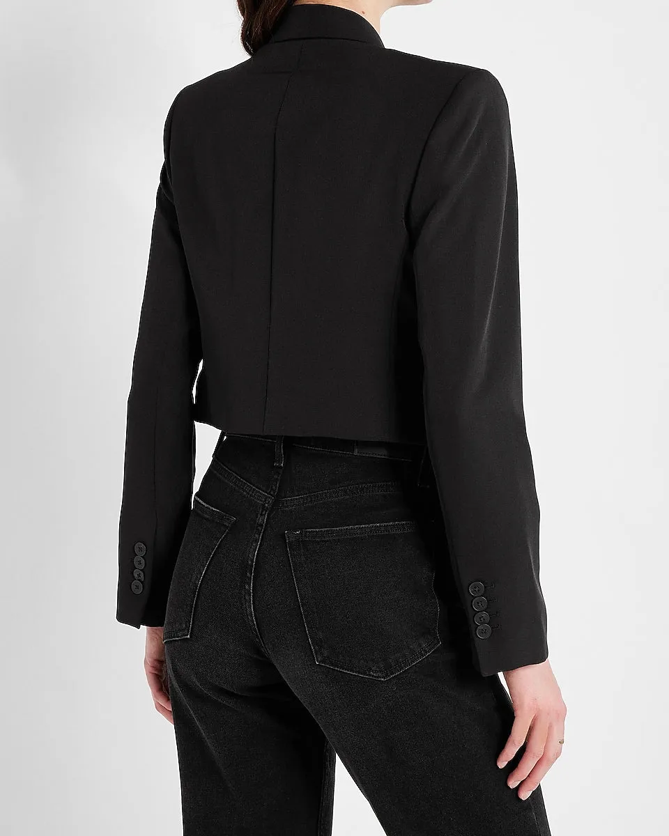 Peak Lapel Cropped Blazer in Pitch Black