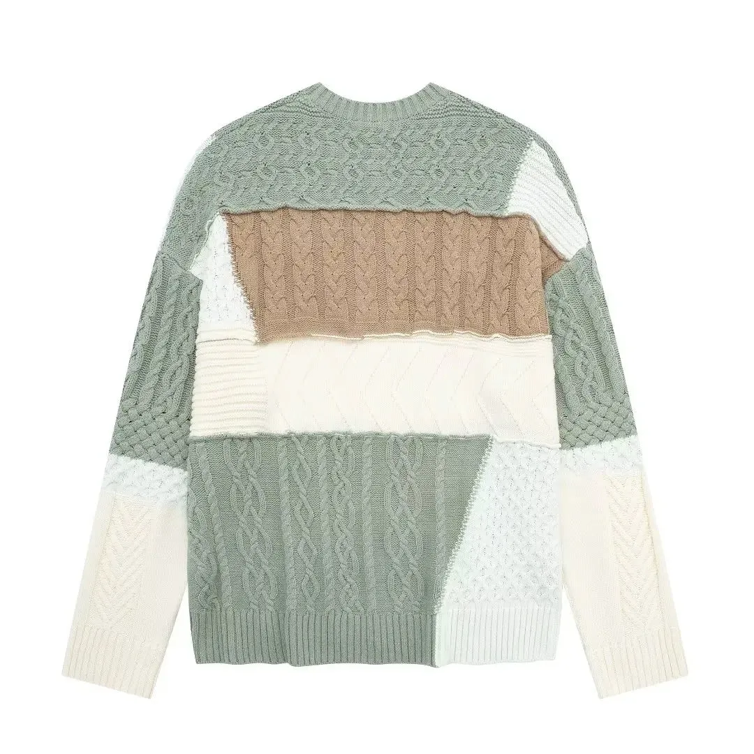 Pre Order:  Patchwork Cable Knit Sweater