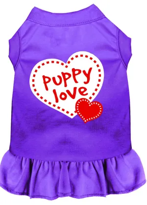 Puppy Love Screen Print Dress Purple Lg (14)