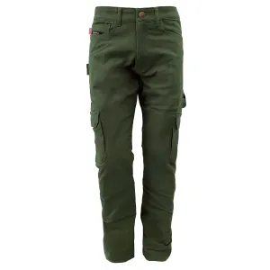 Relaxed Fit Cargo Pants - Army Green with Pads