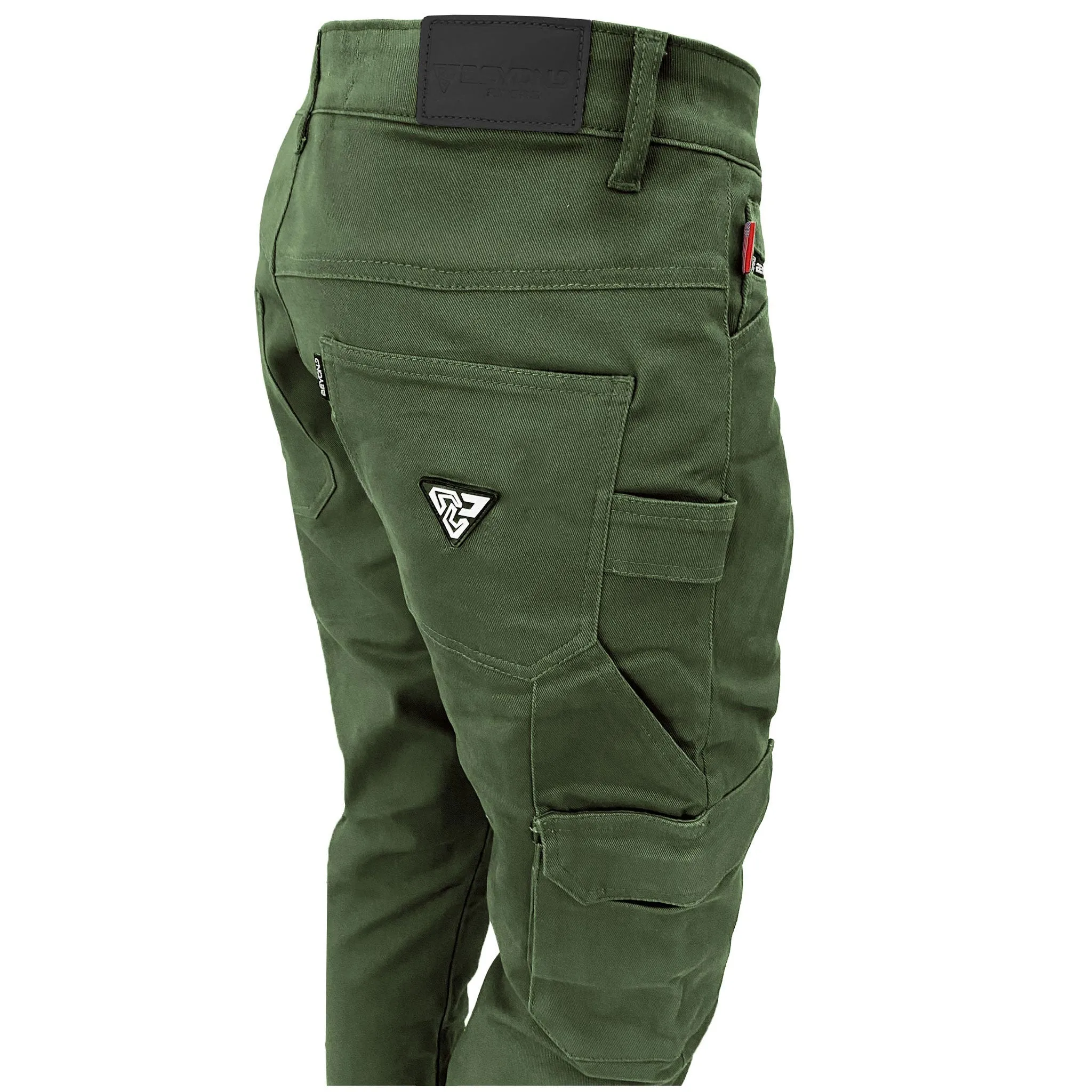 Relaxed Fit Cargo Pants - Army Green with Pads