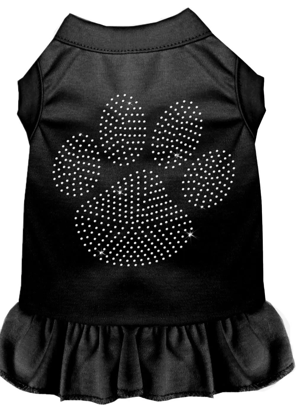 Rhinestone Clear Paw Dress Black Xs (8)