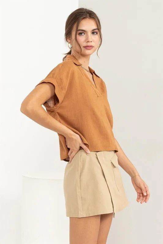 Short Sleeve Linen Top