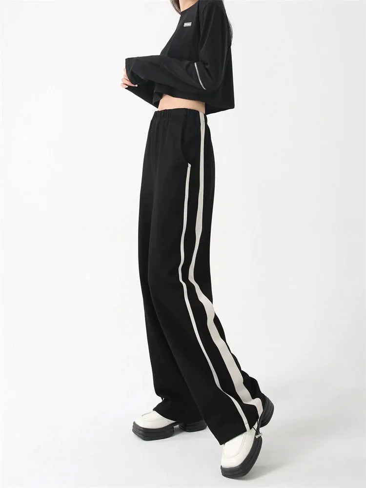 Striped Sweatpants & Wide-Leg Straight Casual Pants