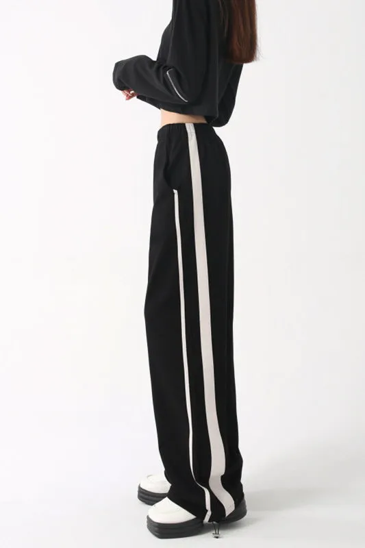 Striped Sweatpants & Wide-Leg Straight Casual Pants