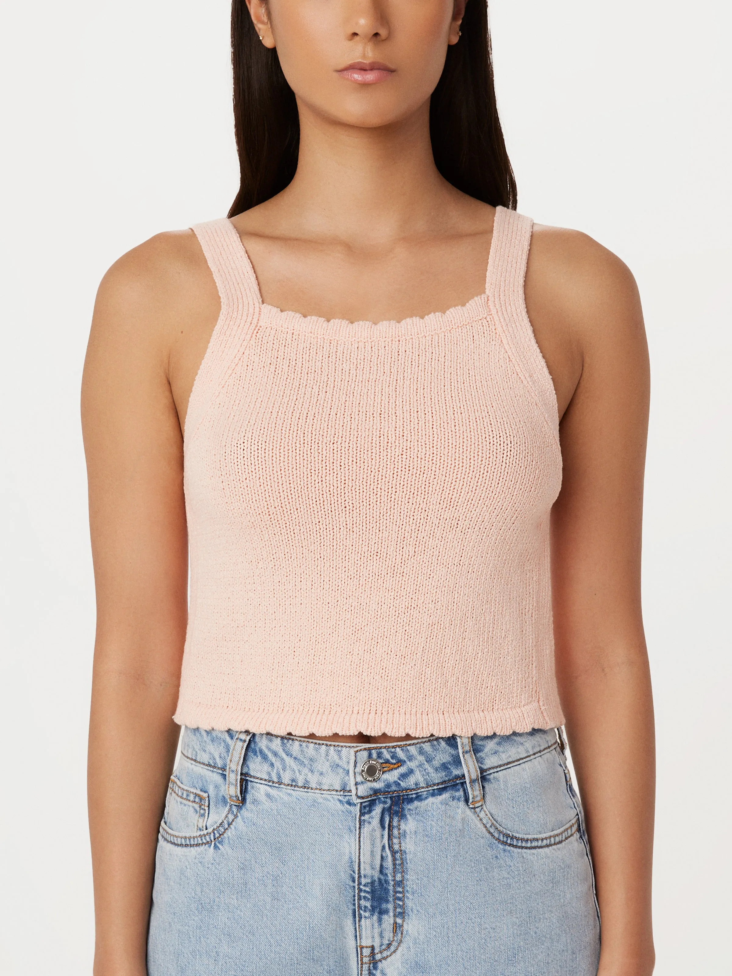 The Crochet Knit Tank in Light Pink