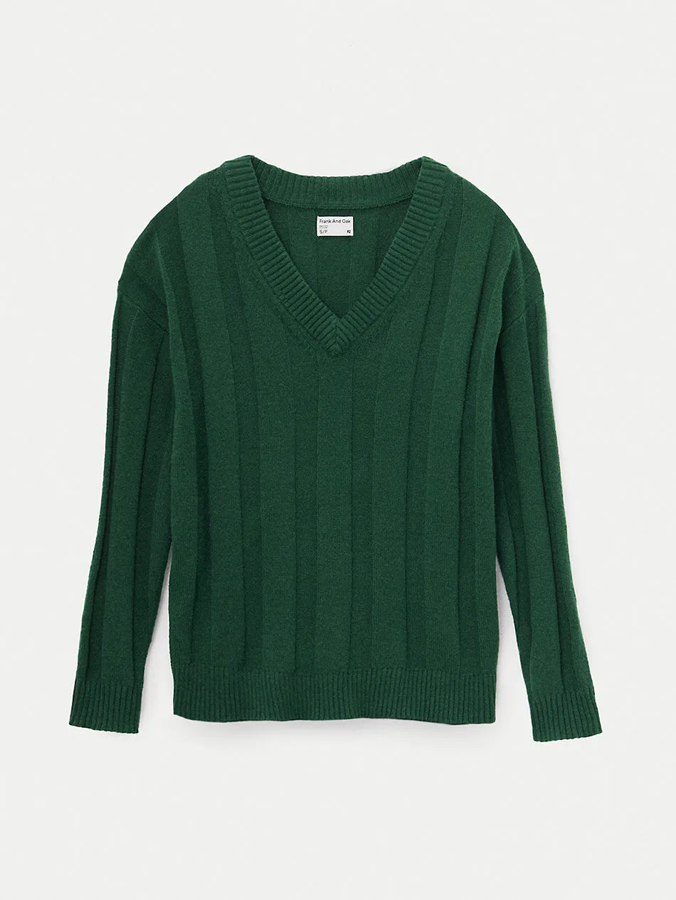 The Merino Wool Blend Sweater in Dark Green