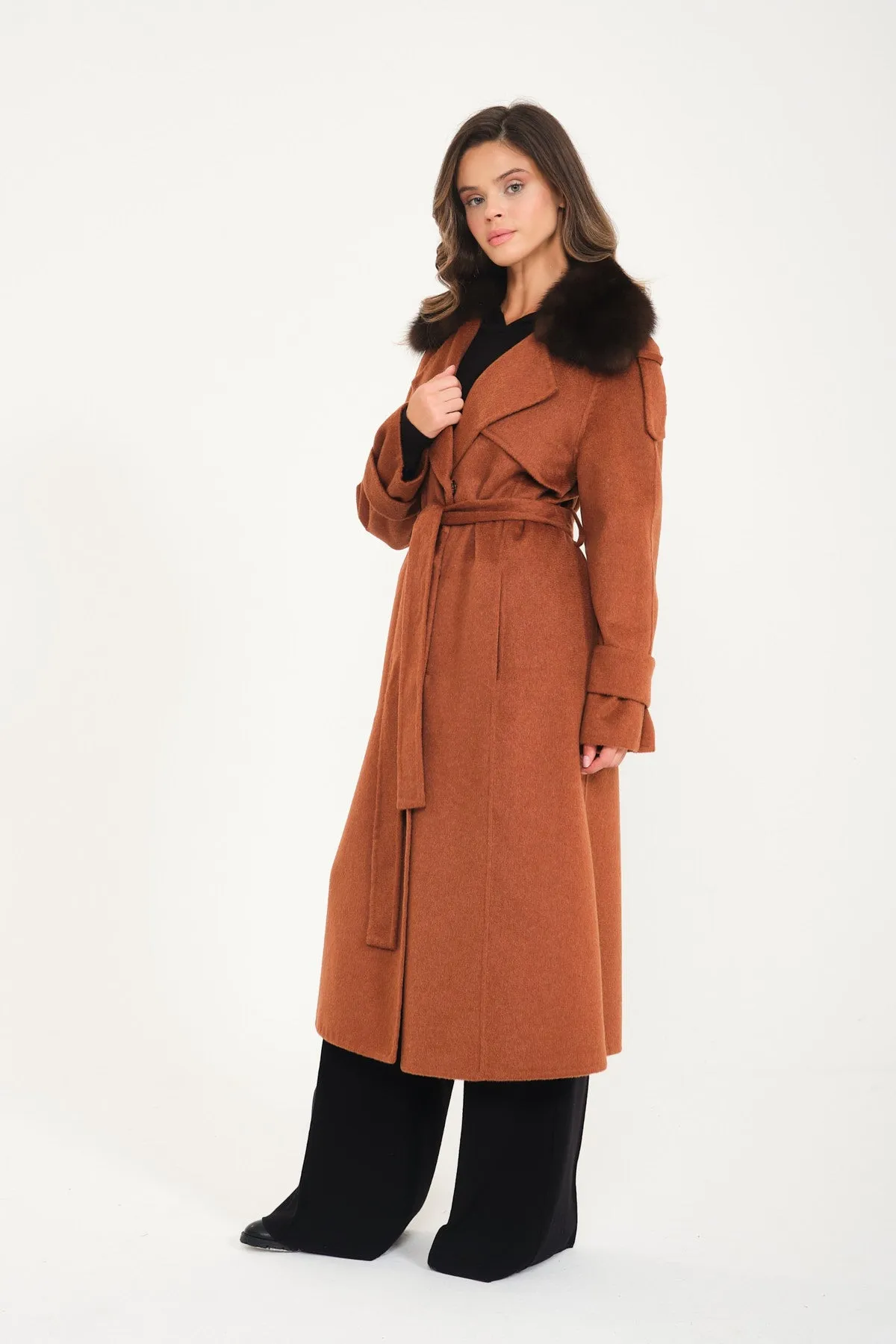 Tile Red Wool Long Coat