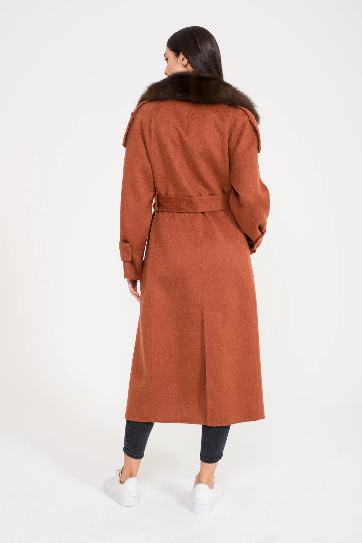 Tile Red Wool Long Coat